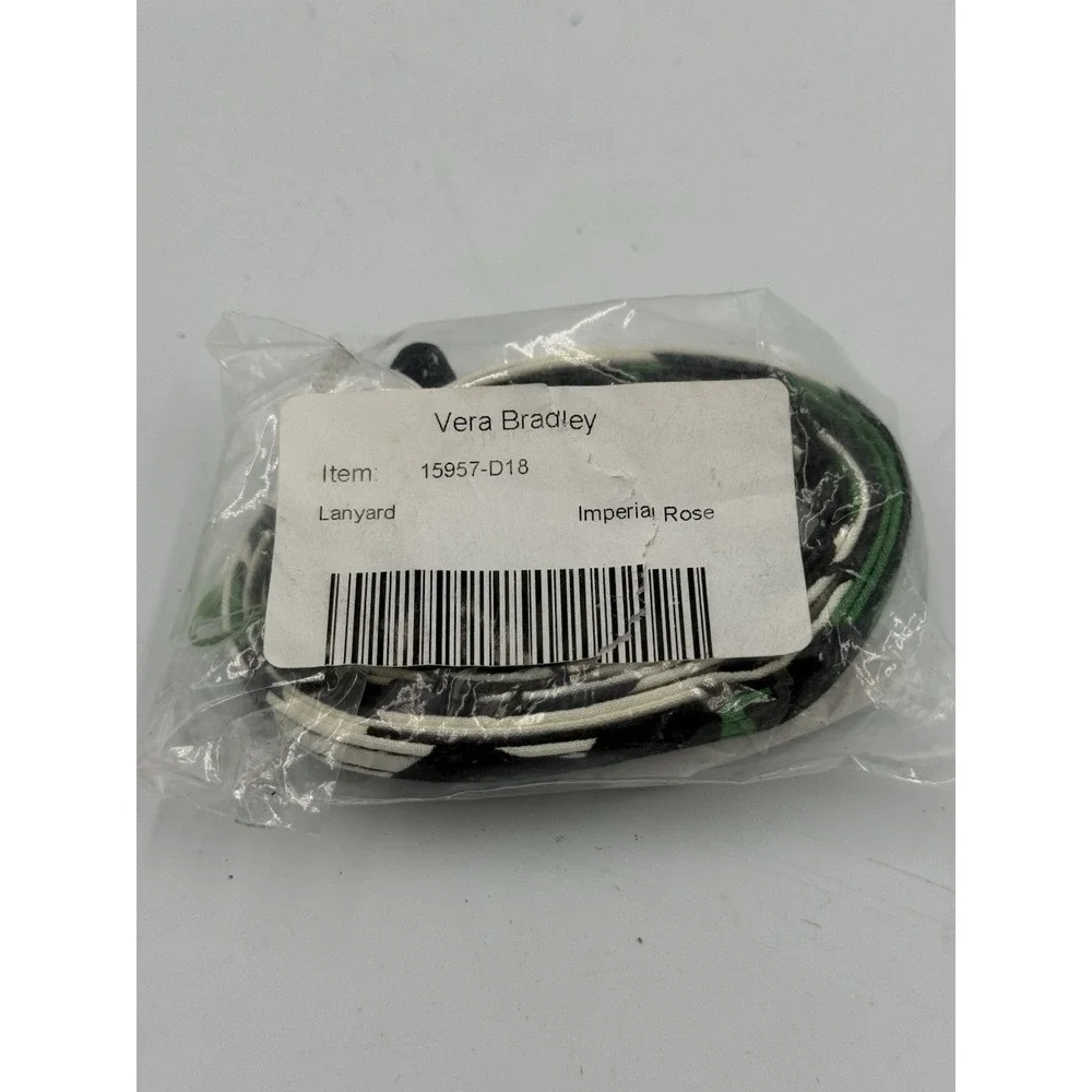 Vera Bradley Imperial Rose Lanyard Green Black Floral 15957-D18 NWT